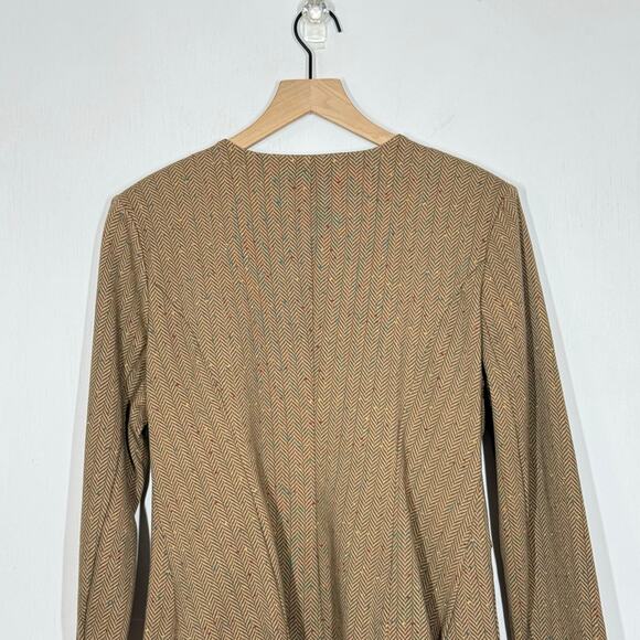 CAbi Penny Blazer Womens Size Medium Brown Herringbone Fleck Button Front Jacket - Picture 6 of 11